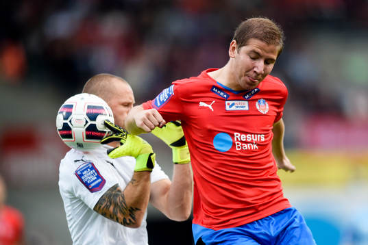 Malmö FFs målvakt Johan Wiland och Helsingborgs Darijan