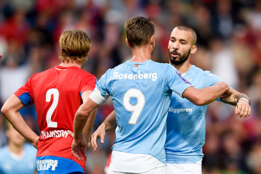 Malmö FFs Markus Rosenberg och Guillermo Molins jublar