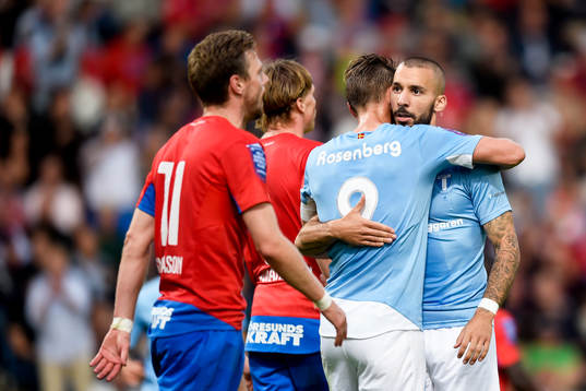 Malmö FFs Markus Rosenberg och Guillermo Molins jublar