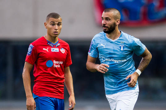Helsingborgs Jordan Larsson och Malmö FFs Guillermo Molins