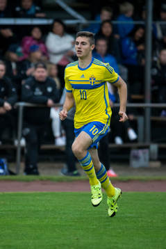 Marko Nikolic i P18-landskampen i fotboll mellan Sverige