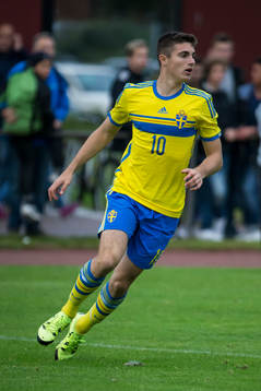 Marko Nikolic i P18-landskampen i fotboll mellan Sverige