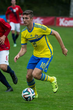 Marko Nikolic i P18-landskampen i fotboll mellan Sverige