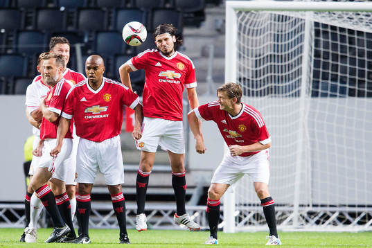 Manchester Uniteds Bojan Djordjic och Jesper Blomqvist
