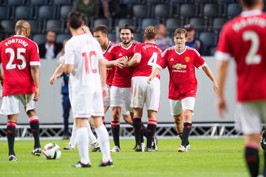 Manchester Uniteds Jesper Blomqvist och Bojan Djordjic