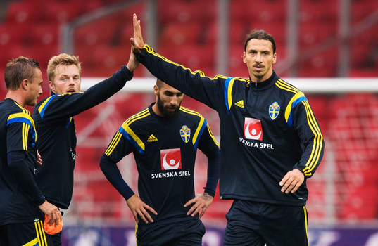 Sebastian Larsson och Zlatan Ibrahimovic på Sveriges