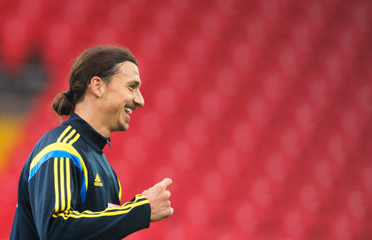 Zlatan Ibrahimovic på Sveriges fotbollslandslag träning