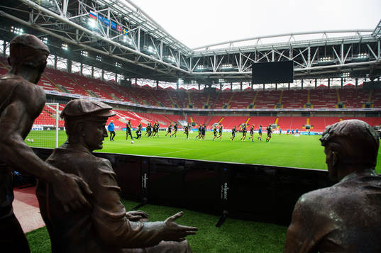 Sveriges fotbollslandslag har sin träning på Otkrytiye
