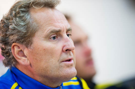 Förbundskapten Erik Hamrén på en presskonferens