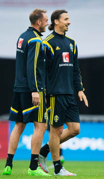 Andreas Granqvist och Zlatan Ibrahimovic på Sveriges