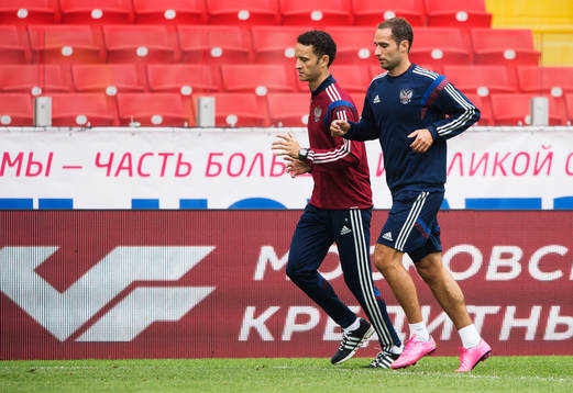Roman Shirokov på Rysslands fotbollslandslag träning