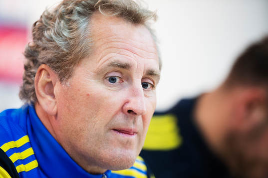 Förbundskapten Erik Hamrén på en presskonferens