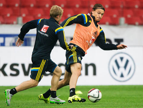Albin Ekdal på Sveriges fotbollslandslag träning