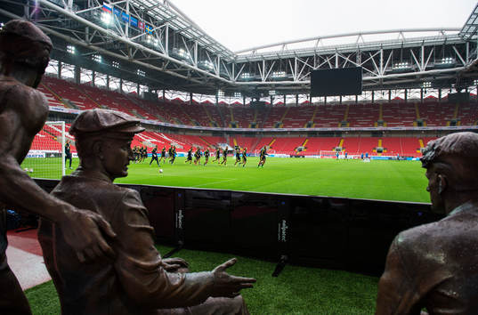 Sveriges fotbollslandslag har sin träning på Otkrytiye