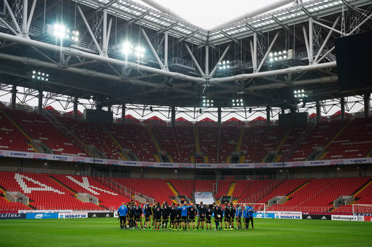Sveriges fotbollslandslag har sin träning på Otkrytiye