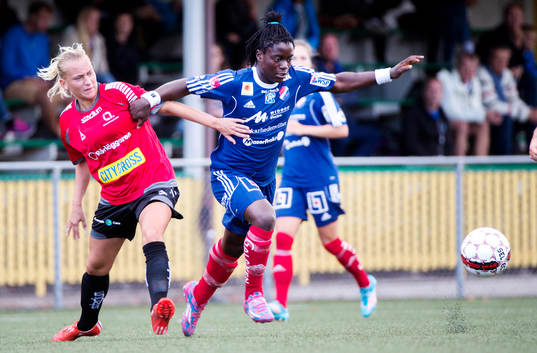 s Sofia Wännerdahl och Kvarnsvedens Tabita Chawinga