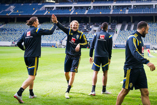 Zlatan Ibrahimovic och Ola Toivonen gör en high five
