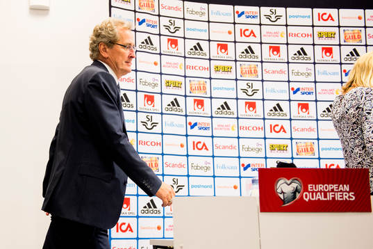 Sveriges förbundskapten Erik Hamrén på presskonferensen
