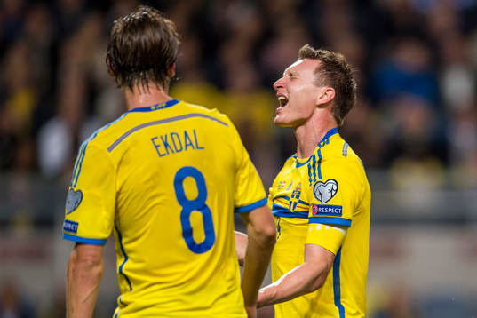 Sveriges Albin Ekdal och Kim Källström deppar