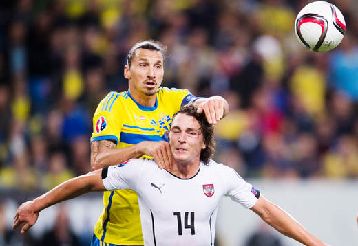 Sveriges Zlatan Ibrahimovic och Österrikes Julian