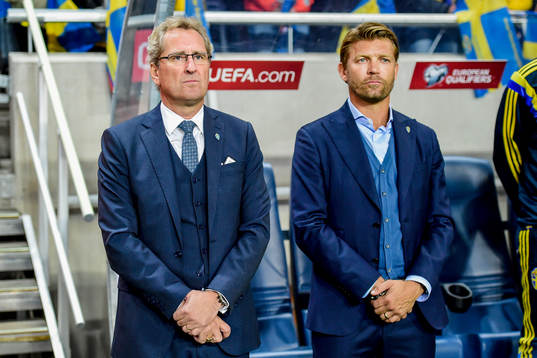 Sveriges förbundskapten Erik Hamrén och Sveriges player
