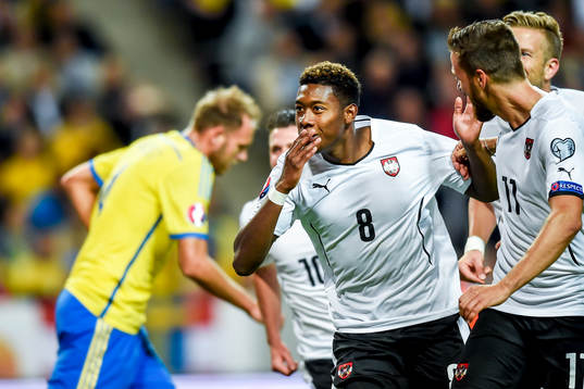 Österrikes David Alaba jublar