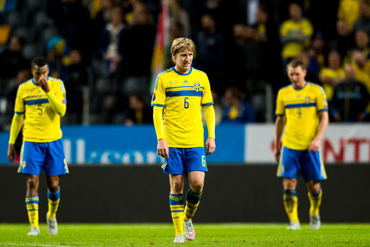 Sveriges Martin Olsson, Emil Forsberg och Kim Källström