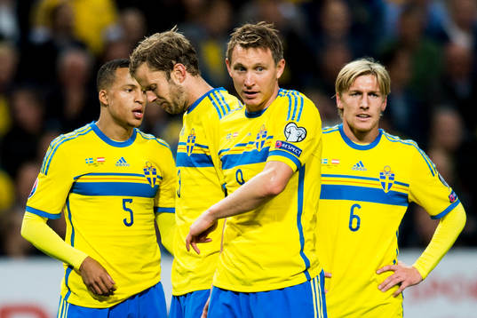 Sveriges Martin Olsson, Mikael Antonsson, Kim Källström