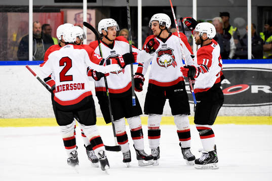 Malmö Redhawks Erik Andersson, Joey Tenute och Nils