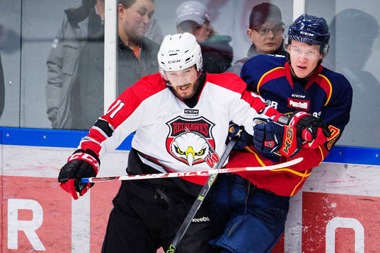 Malmö Redhawks Joey Tenute trycker till Djurgårdens Adam