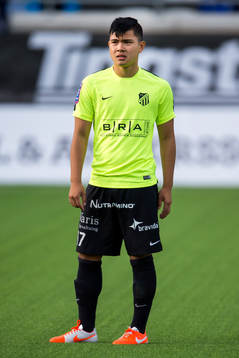 Häckens Mark Fezarit innan fotbollsmatchen mellan Häcken
