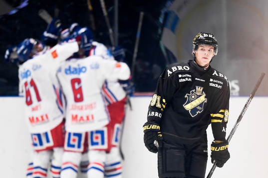 s Malte Strömwall deppar när Oskarshamns Mitch Wahl jublar