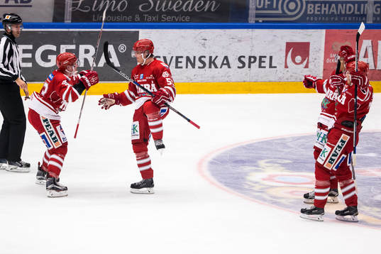 Timrås Marcus Bohman och Filip Lander jublar
