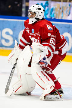 Timrå målvakt Adam Ohre i ishockeymatchen i