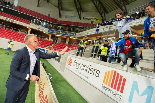 Norrköpings tränare Jan Andersson jublar