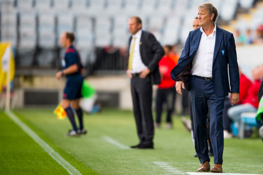 Malmö FFs tränare Åge Hareide med Elfsborgs manager