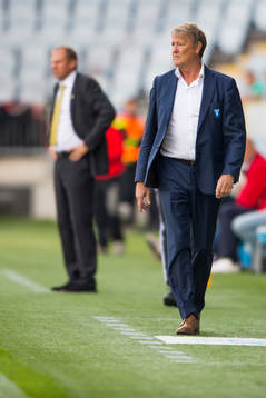 Malmö FFs tränare Åge Hareide med Elfsborgs manager