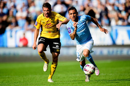 Elfsborgs Marcus Rohdén och Malmö FFs Yoshimar Yotún