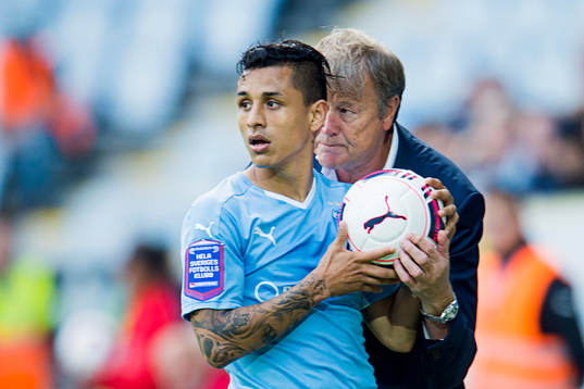 Malmö FFs Yoshimar Yotún och tränare Åge Hareide