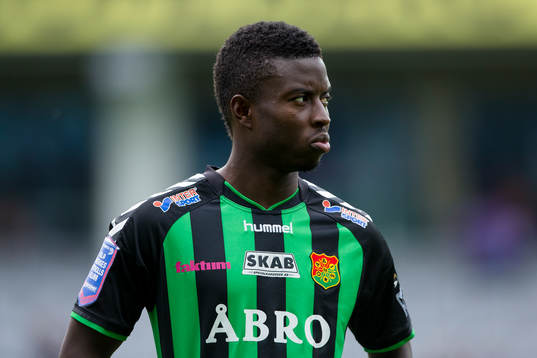 GAIS Kieron Cadogan innan fotbollsmatchen i Superettan