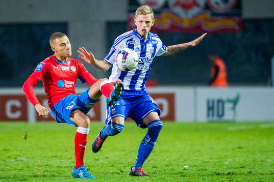 Helsingborgs Jordan Larsson och IFK Göteborgs Sören Rieks
