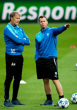 Malmö FFs tränare Åge Hareide och sportchef Daniel