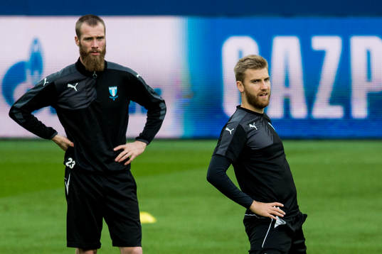 Malmö FFs Jo Inge Berget och Rasmus Bengtsson