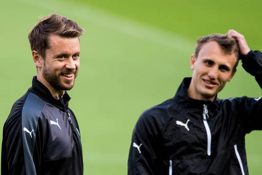 Malmö FFs Kari Arnason och Magnus Wolff Eikrem