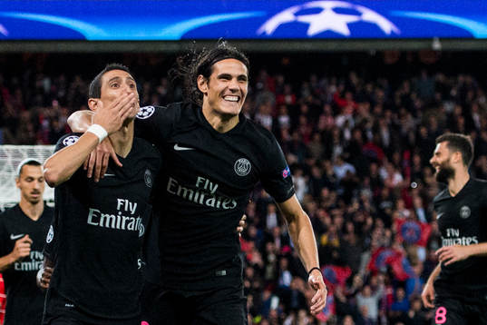 s Angel Di Maria och Edison Cavani jublar