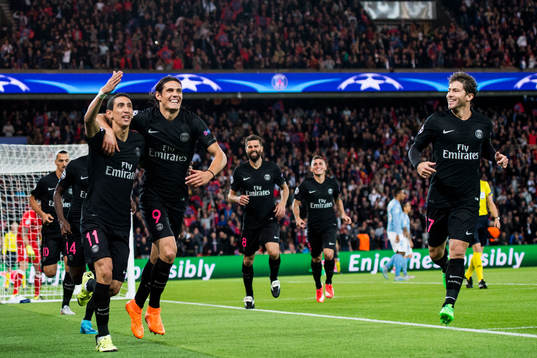 s Angel Di Maria och Edison Cavani jublar