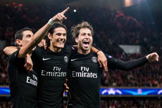 s Angel Di Maria, Edison Cavani och Maxwell jublar