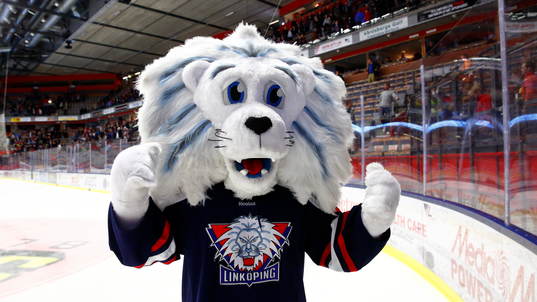 Linköpings maskot Sture jublar