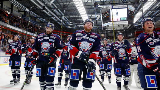 Linköpings spelare jublar med Daniel Rahimi och Jonas