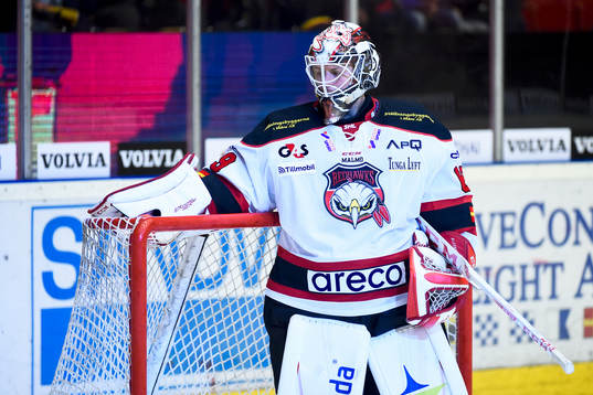 Malmö Redhawks målvakt Oscar Alsenfelt deppar